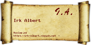 Irk Albert névjegykártya